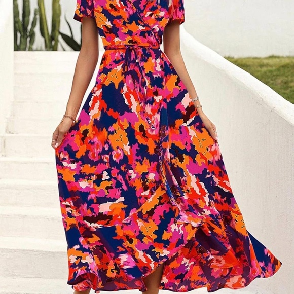 Pretty Garden Wrap Dress Large - Picture 3 of 6